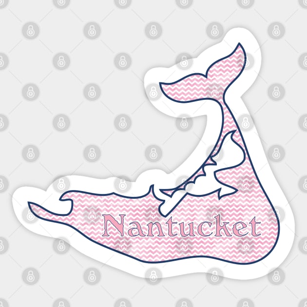 Preppy Pink Watercolor Chevron Nantucket Island Silhouette Sticker by emrdesigns